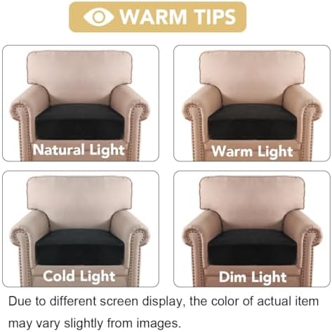 H.VERSAILTEX Velvet Stretch Couch Cushion Cover Plush Cushion Slipcover for Chair Cushion Furniture Protector Seat Cushion Sofa Cover (1 Piece Armchair Cushion Covers, Black) - Image 6