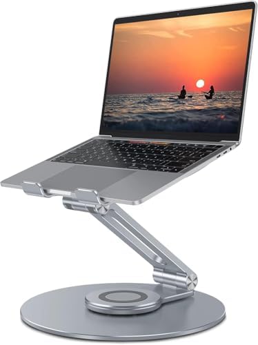 OMOTON Adjustable Laptop Stand for Desk 360° Rotating Base 17" Cool Grey by OMOTON