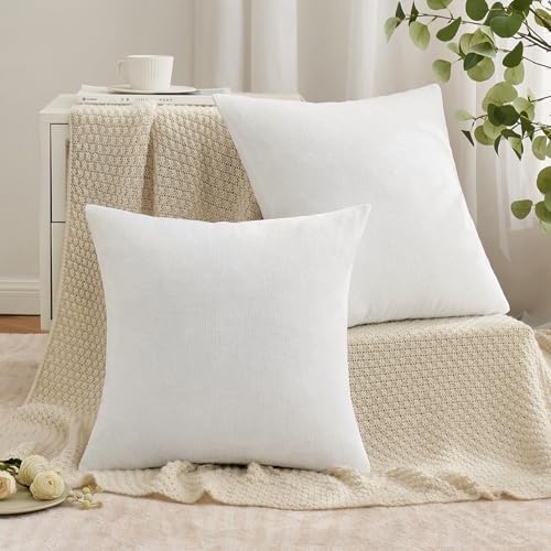 MIULEE White Chenille Couch Throw Pillow Covers, 20x20 - Image 4