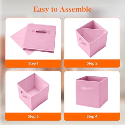 Lifewit Storage Cubes, 11 Inch Organizer Bins, 18L Pink, 6 Packs - Image 4