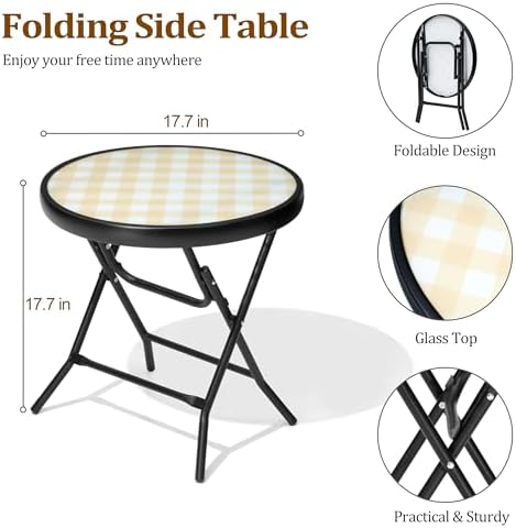 Outdoor Side Table, Small Patio End Table, Yellow - Image 3