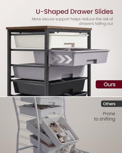 VASAGLE Rolling Cart with Drawers, Craft Organizers and Storage, Black - Image 4