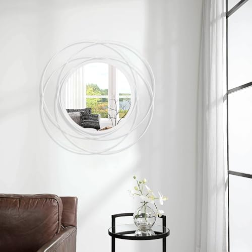 24 inch Round Mirror White, Circle Wall Mirror for Bathroom Vanity,Large Circle Mirror for Wall Decor, for Living Room Bathroom Bedroom Hallway Balcony Vanit - Image 4
