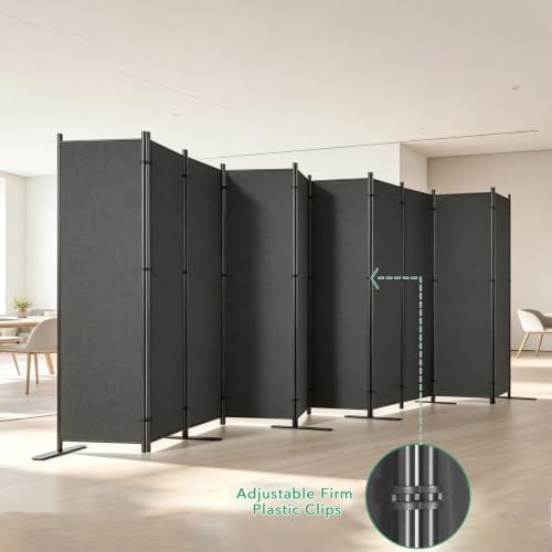 10-Panel 6 ft Tall Indoor Folding Room Divider, Dark Grey - Image 4