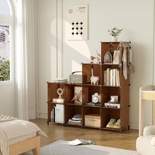 AWTATOS Closet Organizer, 12 Cube Storage Organizer Shelves, Cocoa Brown - Image 4