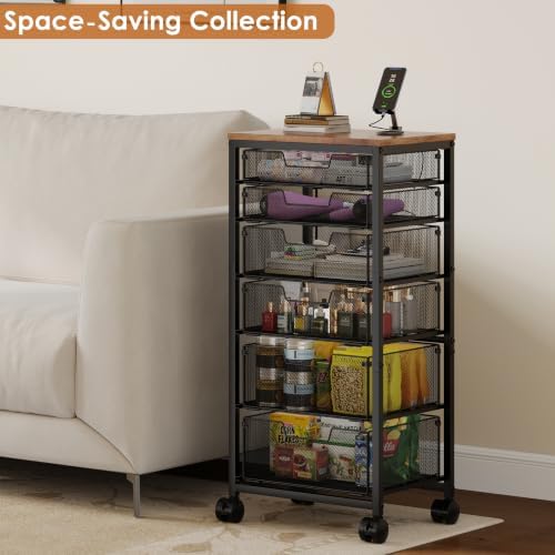 Rolling Storage Cart with 6 Drawers, Craft Cart with Lockable Wheels - Image 6