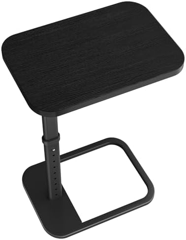 Kitstorack TV Tray Table, Adjustable Height & Rounded Metal Corners, Snack Table for Couch, Sofa, Bed, Chair, Living Room, C Shaped End Side Table for Eating, Dinner or Laptop, Small Spaces, Black by Kitstorack