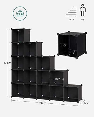 SONGMICS 16 Cube Storage Organizer，Plastic stackable cube shelf - Image 3