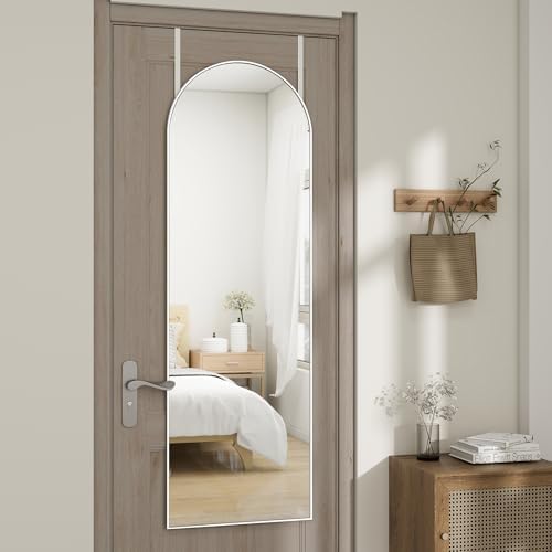 48"x 14" Arched Full Length Door Mirror, Full Body Mirror, White - Image 2