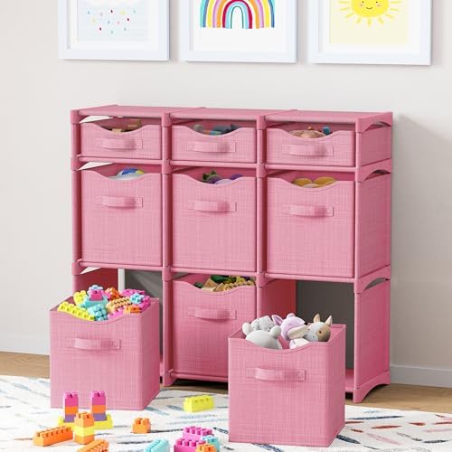 Cube Storage Organizer with Storage Bins Included - The Perfect Closet Organizers and Storage Solution. Includes 9 Storage Cubes, Great For Toy Storage, Closet Storage, Clothes Storage (Pink) - Image 2