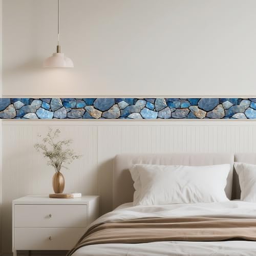 IVN Wallpaper Border Peel and Stick Wall Blue Stone 4x196 Inch - Image 2
