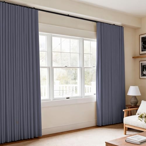 Room Divider Blackout Curtains Flexible Sliding Tracks Sets Ceiling Mounted Rod Window Curtain Privacy Separation for Bedroom Living Rooms,1 Panel Grey Drape and Black Track Set-W144xH96 in - Image 6