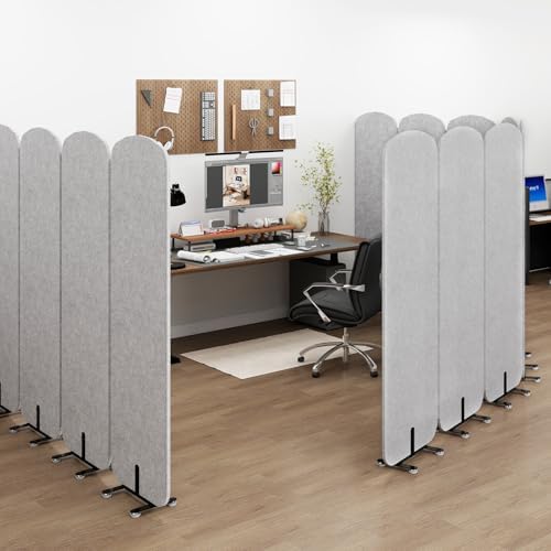 Natwind 5-Panel Portable Room Divider, 123'' x 71'' Office Partition,Grey - Image 2