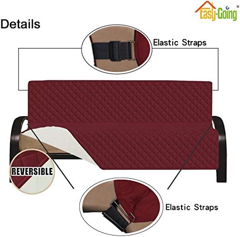 Easy-Going Reversible Couch Cover, Large Futon Sofa, Christmas Red/Ivory - Image 3