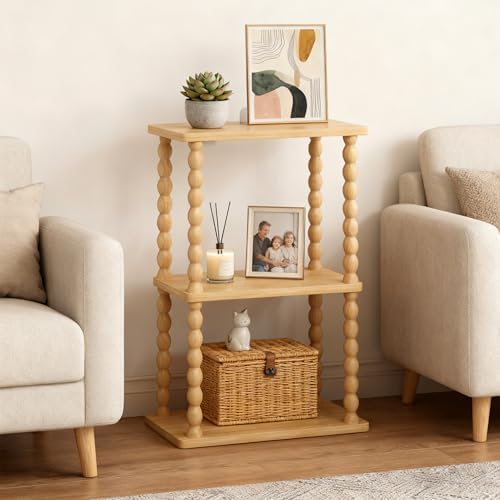 ELYKEN Narrow Side Table with Charging Station, 3-Tier Skinny Bedside Table - Image 4