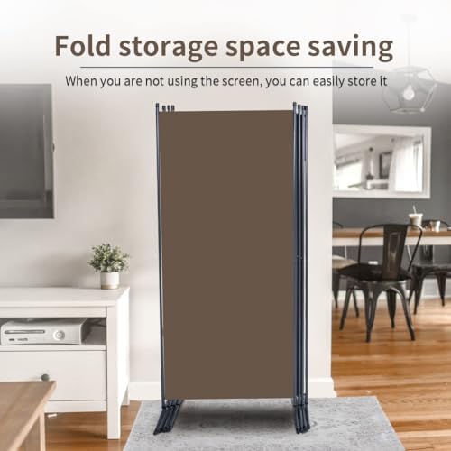 4 Panel Folding Room Divider,136" W x 71.3" H Portable Privacy Screen,Brown - Image 6