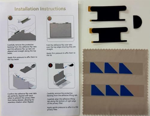 Privacy Screen for Computer Monitors and Laptops Flip & Corner Mount Bracket Sheet - Easily turn the security filter on and off with the Monitor Laptop Privacy Protector Replacement Kit by JiSiTeCai