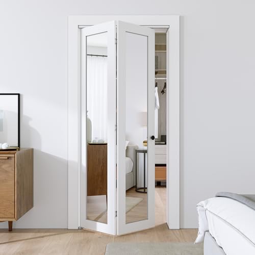 SMARTSTANDARD 36" x 80" Bifold Doors, Mirror Closet Folding Doors, MDF by SMARTSTANDARD