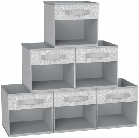 DIMJ Cube Bins, 12.2-Inch Storage Bins Cubes with Window, 6 Packs Collapsible Storage Bins with Handles, Closet Storage Baskets for Organizing Living Room, Office, Blended by DiMJ