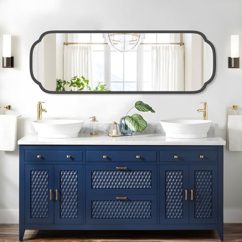 Ferytange 48"x16" Black Door Mirror Full Length Over The Door with Non-Rusting Metal Frame, Modern Full Body Mirror Bedroom Closet Bathroom - Image 3