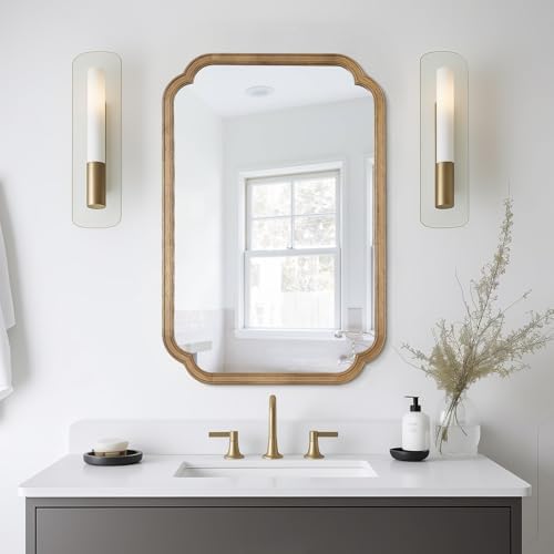 WallBeyond 24" x 36" Rounded Corner Arch Wall Mirror with Wood Frame for Entryway, Living Room or Bedroom Home Decor - Light Woodgrain, Honey-Colored by WallBeyond