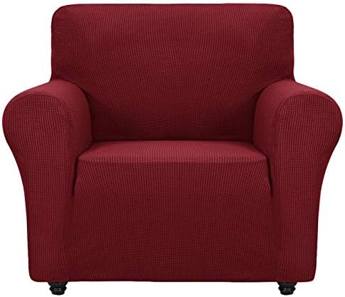 ZNSAYOTX Super Stretch Chair Slipcover Universal Sofa Chair Covers for Living Room Dogs Pet Furniture Protector Spandex Armchair Slipcovers with Anti Slip Foam Sticks (Wine Red, Chair) by ZNSAYOTX