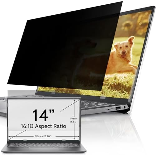 Laptop Privacy Screen 14 Inch for HP Dell Acer Asus Lenovo Thinkpad Envy Xps, 16:10 Aspect IPROKKO Removable 14in Anti Blue Light Glare Privacy Filter Shield, Anti Spy Computer Monitor Security by IPROKKO