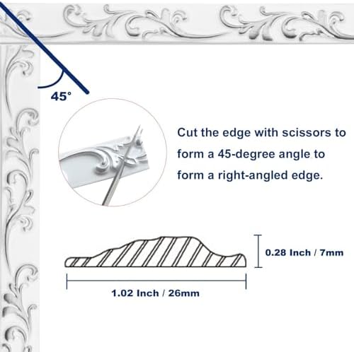 Duzzy Molding Trim Wall Trim, 16.4 Feet Self-Adhesive Flexible DIY Peel and Stick Crown Molding Ceiling Molding Suitable for Mirror Edge, TV Background Wall, Home Wall Decor (White and Silver) - Image 2