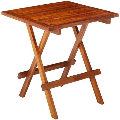 Bare Decor Ravinia Folding Teak Small Table, Oiled Finish Brown - Image 4