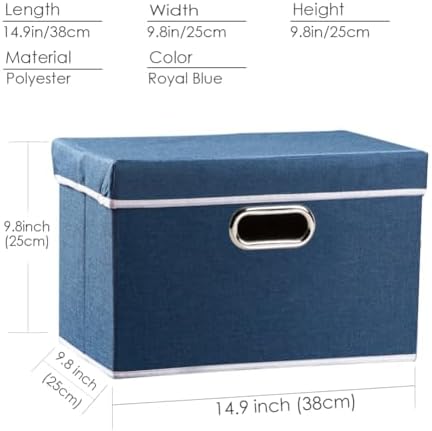 PRANDOM Collapsible Storage Bin with Lid [1-Pack] Fabric Foldable Storage Box Organizer Container Basket Cube with Cover for Home Bedroom Closet Office Nursery Royal Blue(14.9x9.8x9.8) - Image 5
