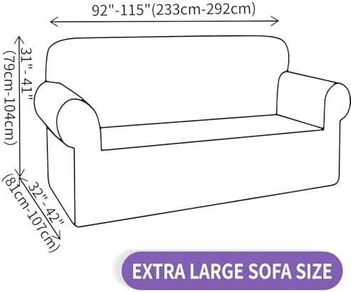 ZNSAYOTX Stretch Oversized Couch Cover Universal Sofa Covers for Living Room Dogs Pet Furniture Protector Spandex Extra Large Sofa Slipcovers with Anti Slip Foam Sticks (Beige, XL Sofa) - Image 6