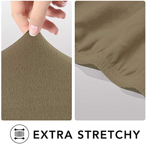 PureFit Super Stretch Chair Covers Fleece Couch Covers for Sofa Tan - Image 4