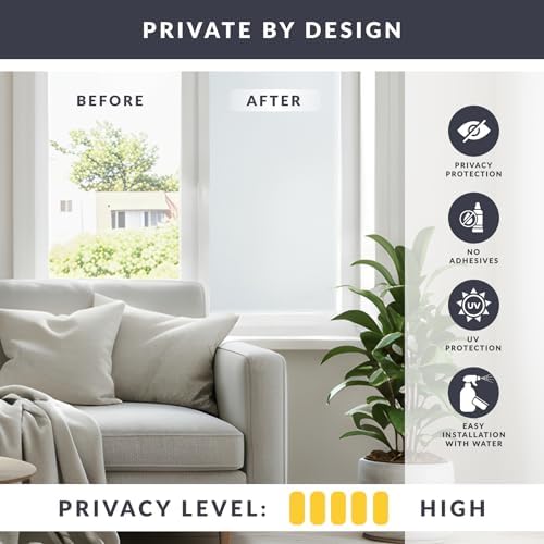 White Frost Light Effects Window Privacy Film by Artscape - Decorative Frosted Glass Design, Static Cling, Indoor and Outdoor Privacy, Light Control, Leaves No Residue - 35.43 x 72 Inch - Image 3