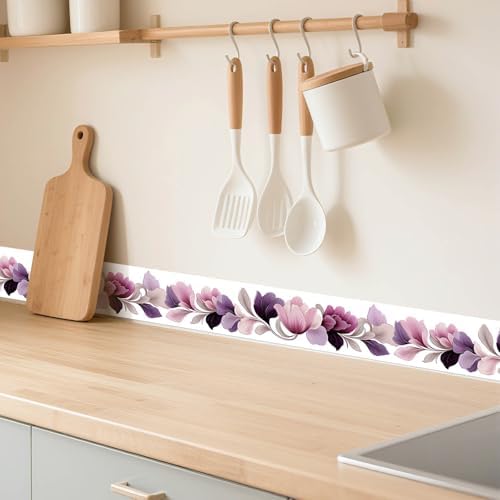 IVN Wallpaper Border Peel and Stick Wall Purple Blossom 4x196 Inch - Image 2
