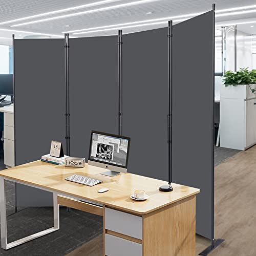 Room Divider, 4 Panel Folding Privacy Screens with Wider Feet, Grey - Image 6