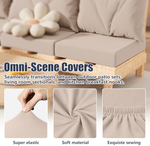 8Pcs Outdoor Cushion Covers, Stretch Patio Furniture Couch Chair Slipcovers - Image 3