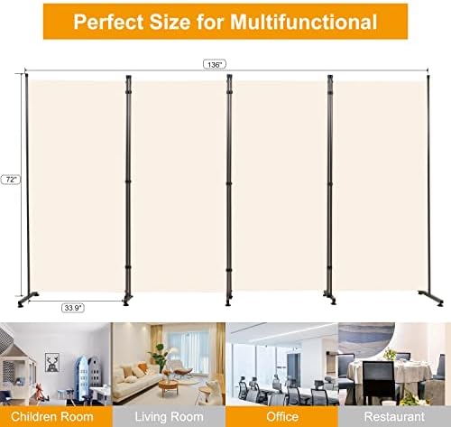 Room Divider 4 Panel Folding Privacy Screen, Round Pad Design Wall Divider - Image 6