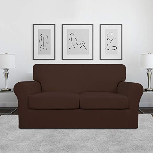 Easy-Going 3 Pieces Stretch Soft Couch Cover for Dogs - Washable Sofa Slipcover for 2 Separate Cushion Couch - Elastic Furniture Protector for Pets, Kids (Loveseat, Coffee, Medium) - Image 2