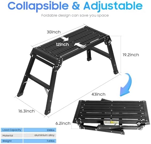 LEADALLWAY Aluminum Work Platform Step Ladder, Black - Image 3