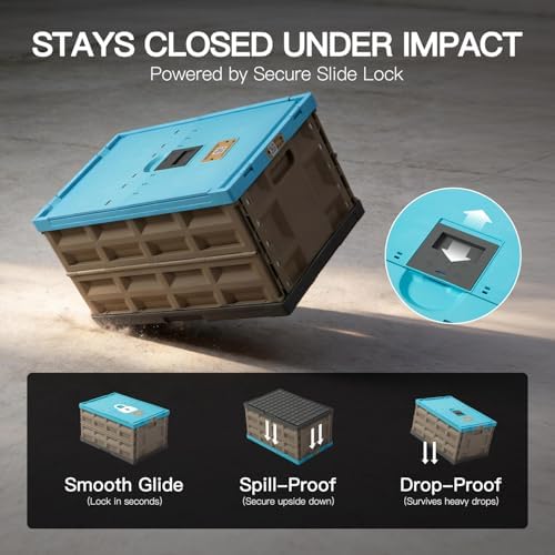 Heavy Duty Collapsible Storage Bins, Attached Lids, 12 Gal, 2 Pack - Image 4