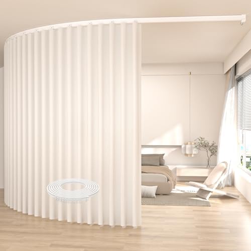 Ceiling Mount Room Divider Curtains,Track Sets for Room Separation,Beige by JVVMNJLK