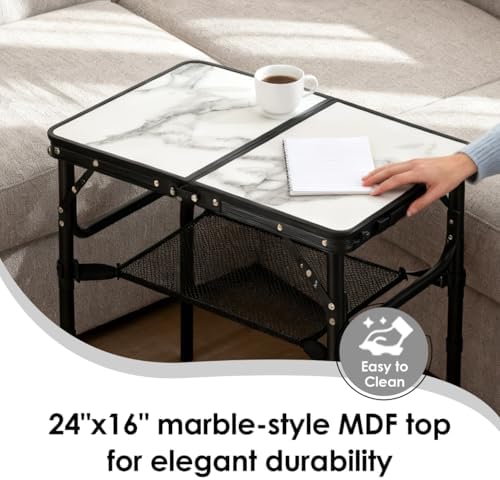 Folding TV Trays Foldable Dinner Tray Table, 3 Adjustable Height, 24"x 16" - Image 4
