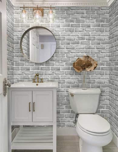 Guvana 17.3" x 394" Grey Brick Wallpaper Peel and Stick 3D Brick Contact Paper Self Adhesive Wallpaper for Bedroom Modern Removable Vinyl Film Decor Backsplash Walls - Image 5