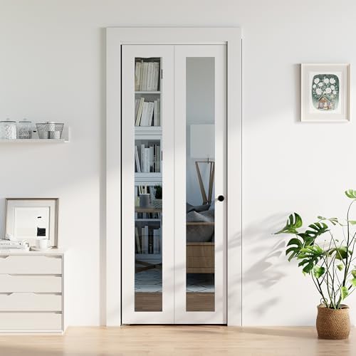 Bifold Doors 30 x 80, Bifold Mirror Closet Doors with Hardware Kit - Image 2