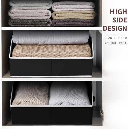 Homsorout Closet Baskets for Shelves Trapezoid - Decorative Storage Baskets with Handle, Closet Bins for Organization, Shelf Storage Bins for Clothes, Books, Home, Office, 8 Pack, Black - Image 5