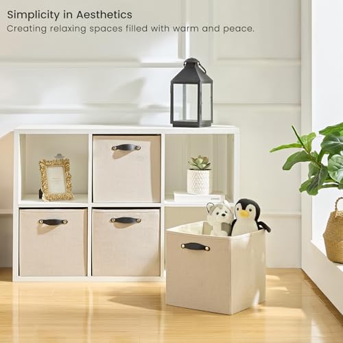 Cube Storage Bins | 11.8"x11.8"x11.8", Beige, 6 Pack - Image 2