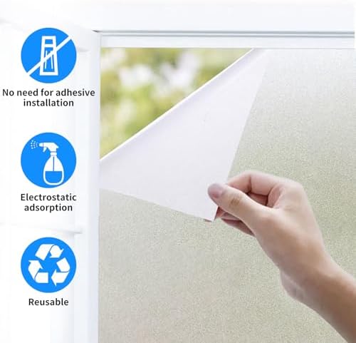 Window Privacy Film Bathroom Frosted Glass Film,Pure - Image 5