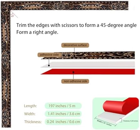 Flexible Wall Trim, 16.4 Feet Peel and Stick Molding - Brass - Image 2