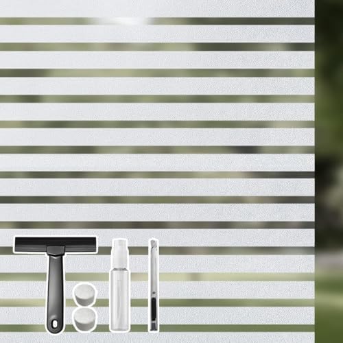 Qualsen Window Privacy Film Frosted Stripe Window Film, 47.2'' x 78.7'' by Qualsen