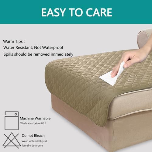 U-NICE HOME Sectional Couch Cover Chaise Lounge Cover, Light Camel/Beige - Image 3